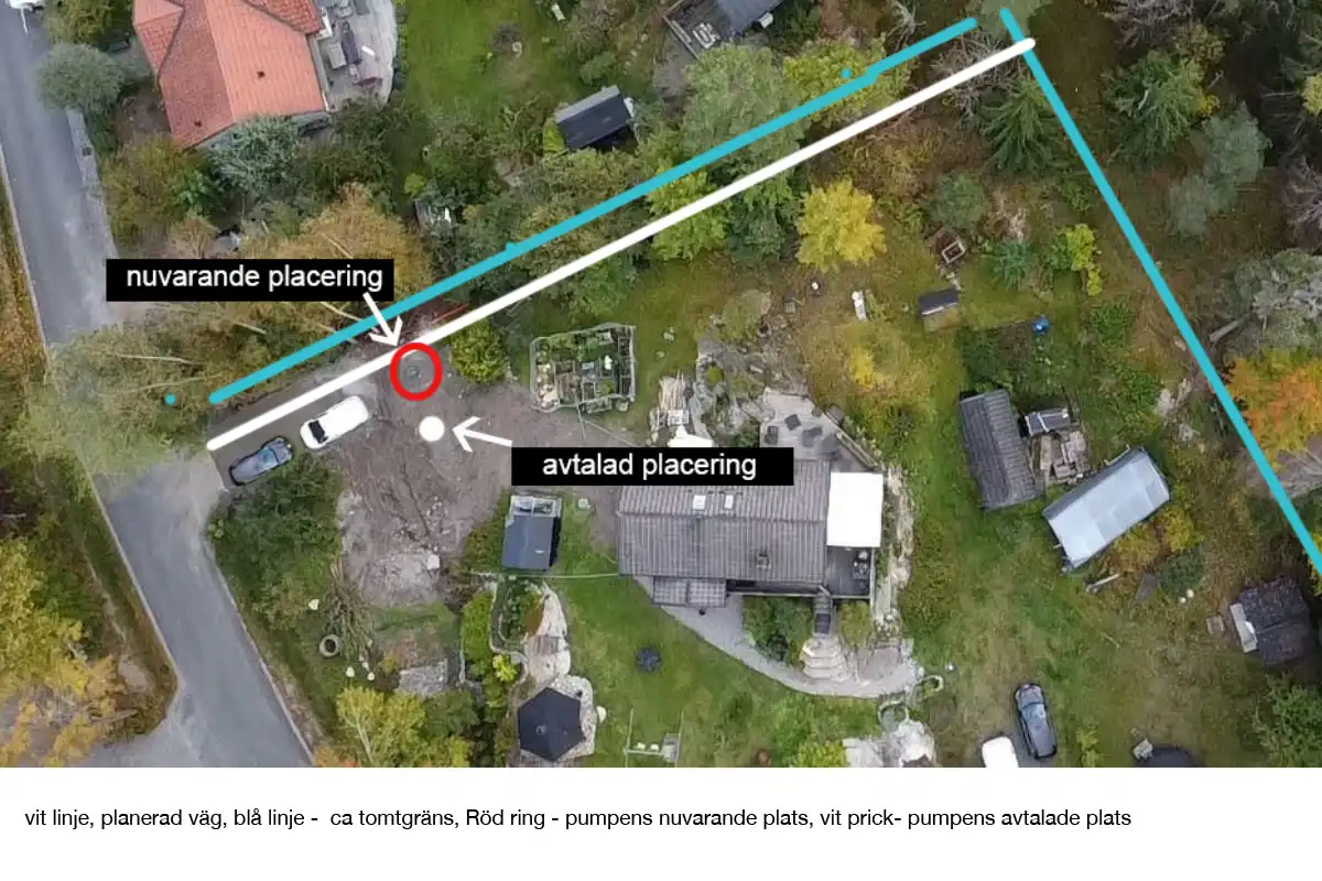 Drönarbild av misslyckad placering av LPS pumpstation